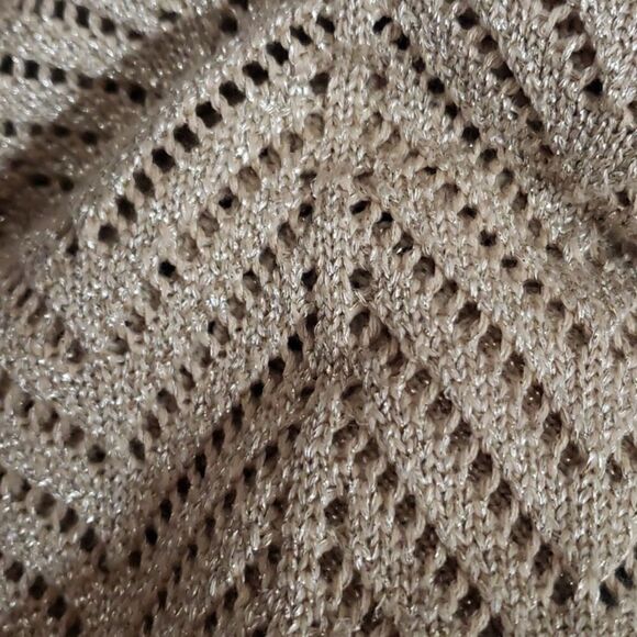 Peter Nygard Gold Metallic Knit Cardigan Sweater, Size Medium Petite - Picture 4 of 5
